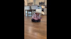 Baby Cowboy Rides a Roomba