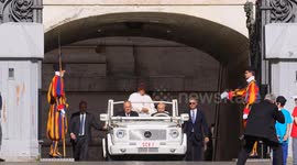 Vatican: Pope Francis seen during his traditional Wednesday General Audience in St. Peter's Square
