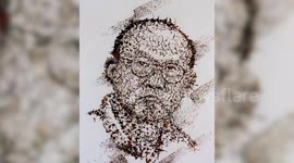 Vietnamese artist creates incredible paintings from crushed lotus leaves