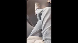 Abyssinian cat masters crossing legs like its owner in eastern China