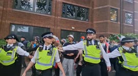 Chaos as pro-Palestine protesters in London are escorted away from cinema showing documentary about October 7