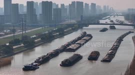 China: Cargo Ships Pass Through The Beijing-Hangzhou Grand Canal in Huai 'an