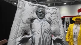 An amazing Han Solo frozen in Carbonite Cosplay is shown of at this years MCM Comic Con