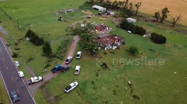 Aerial View: Tornado damage near anthony, Kansas on May 25, 2024