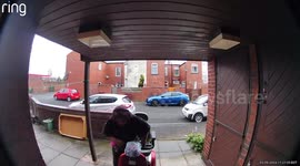 Nan Rolls Her Mobility Scooter Going Off Curb
