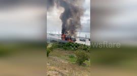 USA: Tractor Trailer Fire on 89 WB at WBI Quickly Extinguished by SFFD Crews