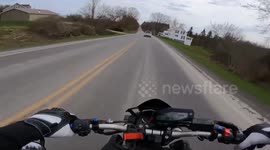 Close call: biking encounter with tractor in New York