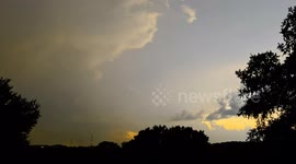 Lightning Display From Thunderstorm Clouds Offset By Evening Sun Part 2 (4K)