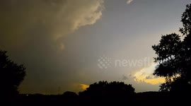 Lightning Display From Thunderstorm Clouds Offset By Evening Sun Part 3 (4K)