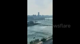 China: Strange Waves On River Captured As Sky Darkens In Nanchong, Sichuan