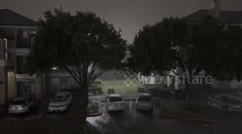 Tornado Siren Sounds During Hard Driving Rain and Lightning In Frisco, Texas (4K)