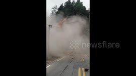 Frightened resident flees as mountainside collapses in eastern China