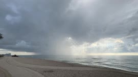 Rain Storm Over The Ocean