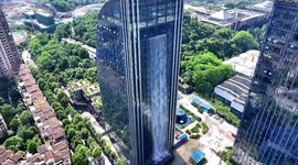 Stunning drone footage showcases world's tallest artificial waterfall on Chinese skyscraper