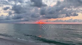 Sunrise Amidst The Dark Clouds In Florida