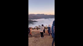 Sea of clouds cover mountain in China