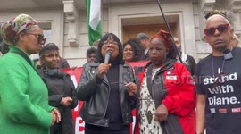 Diane Abbott delivers speech to local residents about wanting to be their Labour candidate.