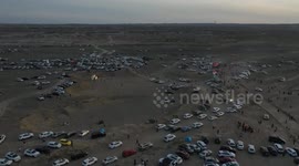 China: Tourists Gather For A Bonfire Party at the Gobi Wolf Howling Mountain scenic spot in Karamay
