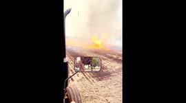 Tornado engulfed in flames swirls through Indian field