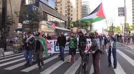 Pro-Palestine protest in Sao Paulo calling for end to Israel's war in Gaza