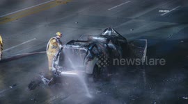 USA: Double Fatal Fiery Crash on 405 Freeway in Sawtelle, LA