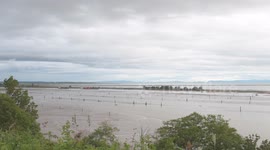 Canada:Looking over the Fraser River Meeting Straight of Georgia