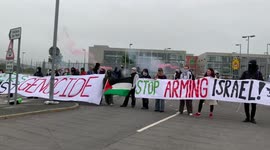 Pro-Palestine activists blockade entrance to factory accused of supplying parts to Israel