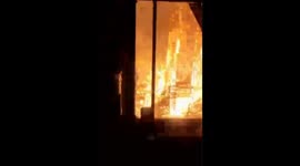 Train passes through burning Taiga amid ongoing forest fires in Buryatia