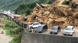 Terrifying dashcam footage captures massive landslide burying vehicles in Taiwan