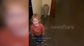 Emotional moment tot is reunited with dad after three months apart