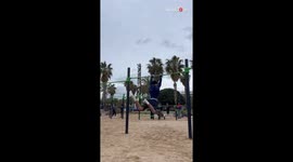 Turning heads: Young man's outdoor training session wows the onlookers
