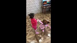 Child's delight: playful interaction with chicken