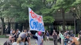 USA: Celebrations Outside Courthouse Following Verdict for Donald Trump