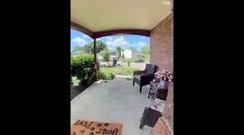 Apparent Porch Pirate Takes Package From Delivery Man