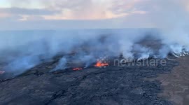 Hawaii volcano eruption seen from helicopter