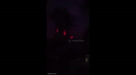 Lightning flashes in ash plume as Kanlaon Volcano spews lava in the Philippines