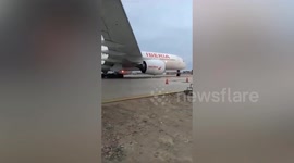 Plane crashes into pole at airport in Peru