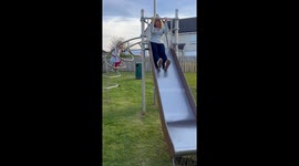 Granny's comical sliding technique sparks infectious giggles
