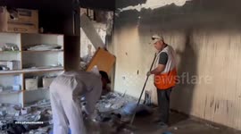 Gaza: The volunteers of the Palestinian Red Crescent Society are cleaning the PRCS medical point in Jabalia