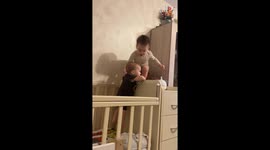 Little boys' mischievous climbing mission adds to their mom's worries