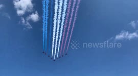 Royal Air Force Aerobatic Team flies over Portsmouth, England for D-Day 80th anniversary commemoration