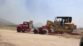 USA: 20 Acre Brush Fire Jurupa Valley With Briefing on Tape