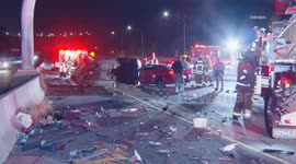 USA: Auto Rollover with Entrapment On Freeway in Pacoima
