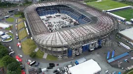 Taylor Swift fan already camping in queue as drone pics show prep for first UK gig