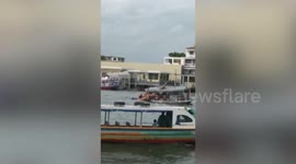 Speed boat crashes into river ferry injuring four tourists in Bangkok