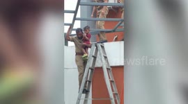 Toddler rescued from blaze by firefighters in southern India