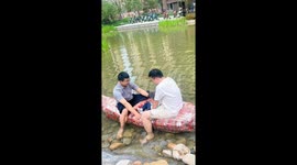 Father and son ingeniously craft boat from 250 plastic bottles for the upcoming Dragon Boat Festival in eastern China