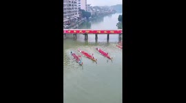 Dragon boat races held in Putian, China