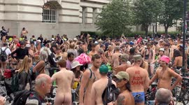 Naked bikers gather in central London for annual ride for environment