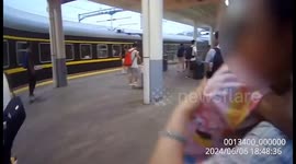 Heroic cop saves girl who falls between train and platform at Chinese station